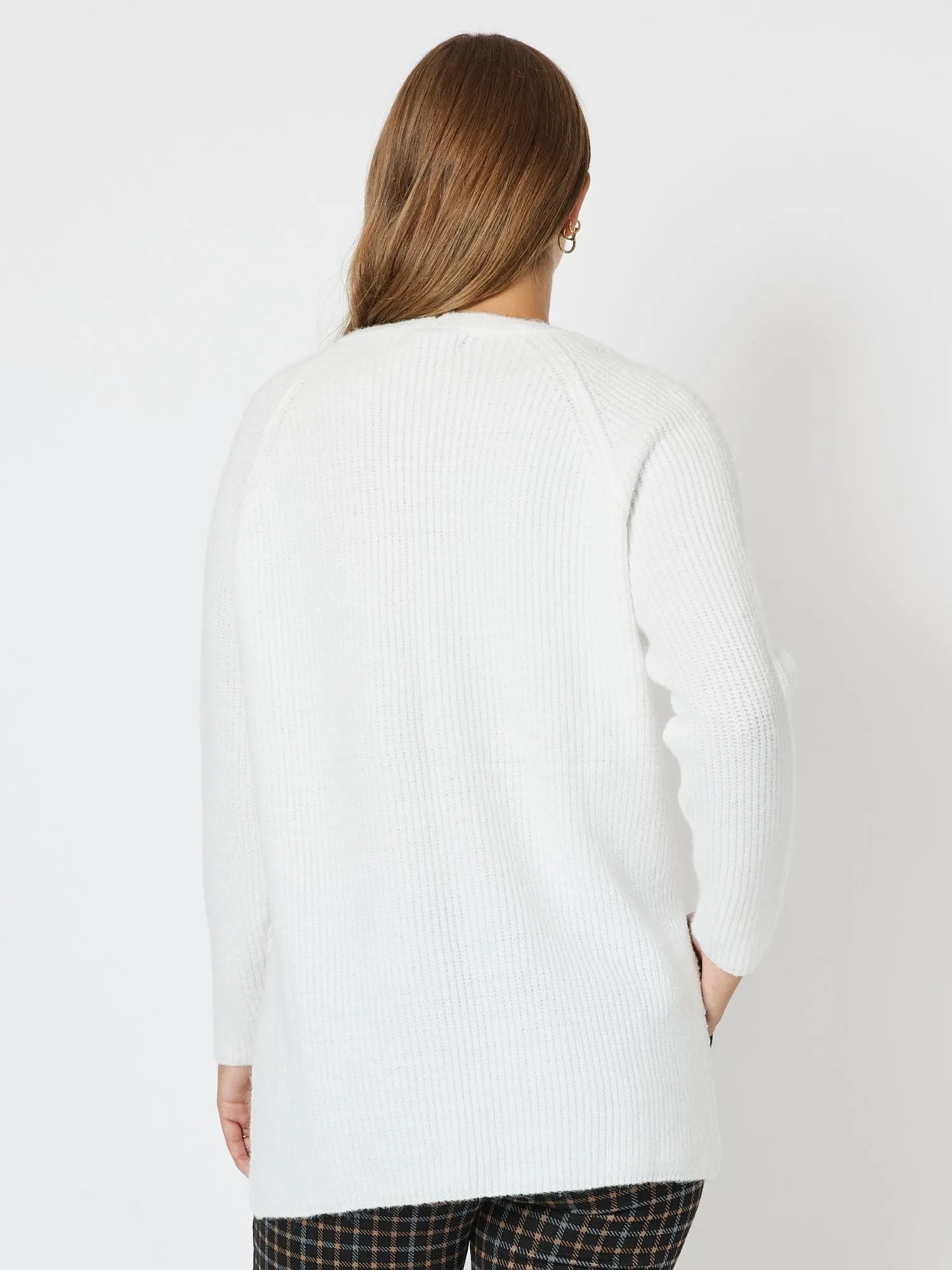 Kaitlyn V-Neck High Lo Knit Top - Winter White