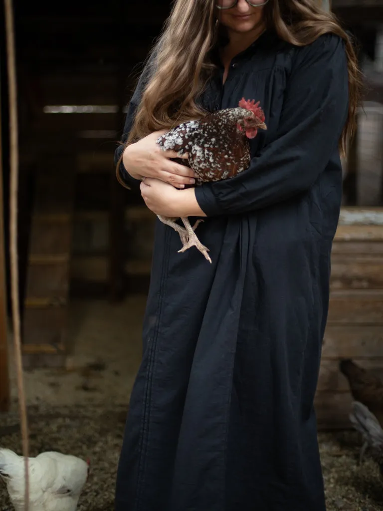 Kelly Black Poplin Nightgown