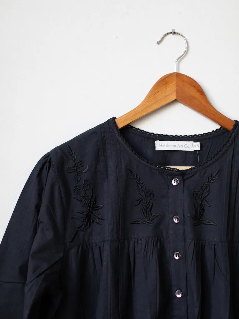 Kelly Black Poplin Nightgown