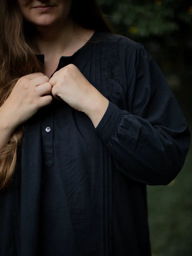 Kelly Black Poplin Nightgown