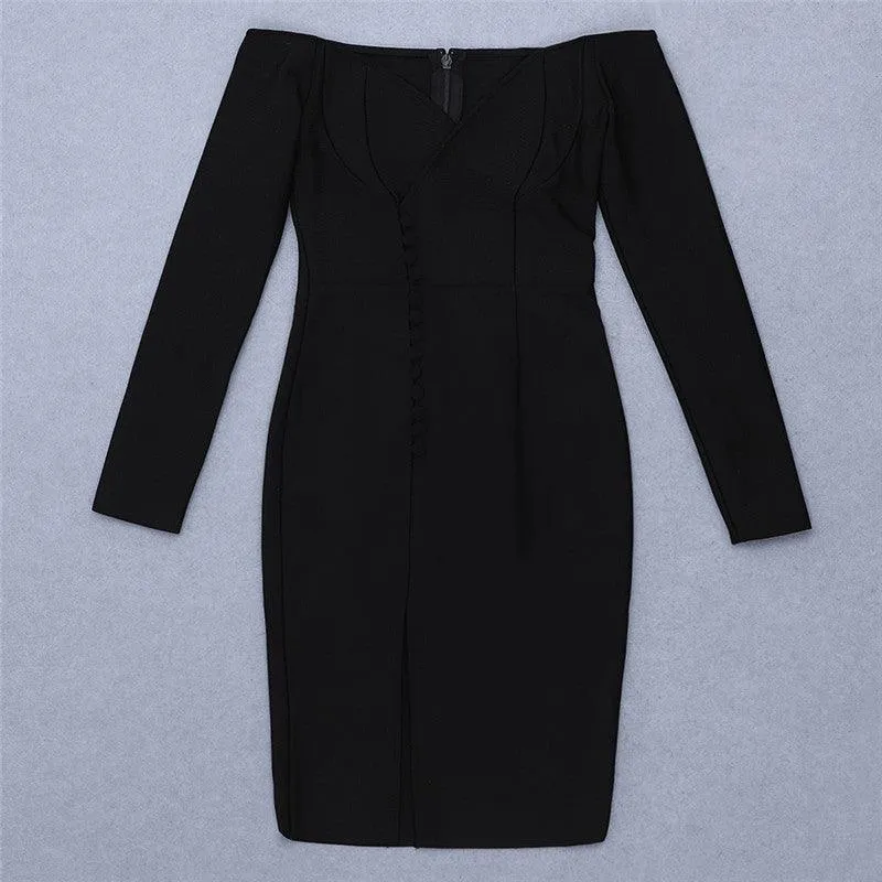 KittenAlarm - Arianna Off Shoulder High Slit Solid Dress