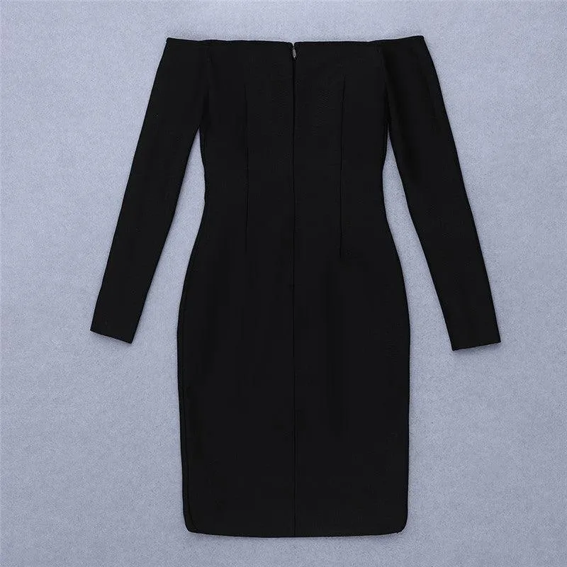 KittenAlarm - Arianna Off Shoulder High Slit Solid Dress