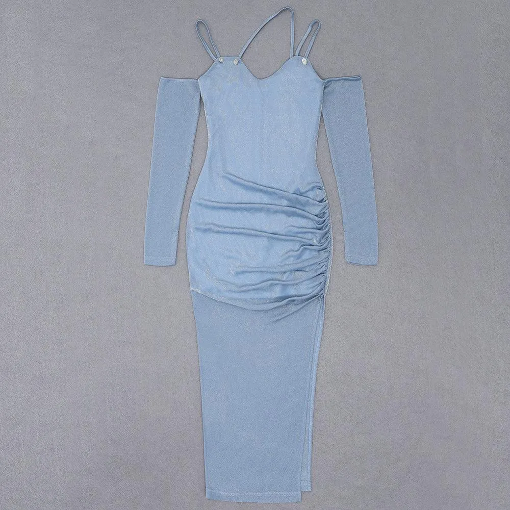 KittenAlarm - Shealynn Strappy Cold Shoulder Midi Dress