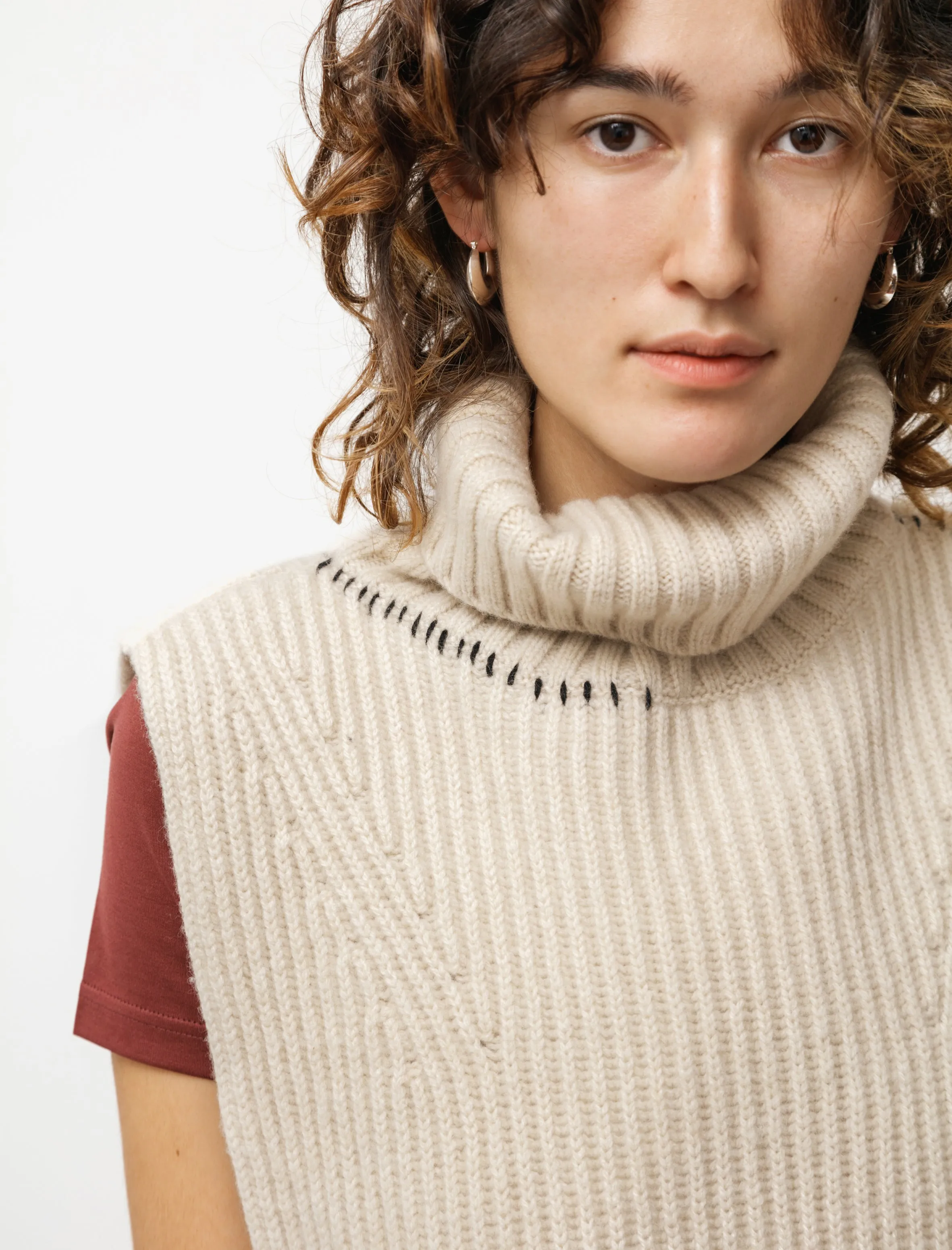 Ladder Stitch Knit Dickie Off White