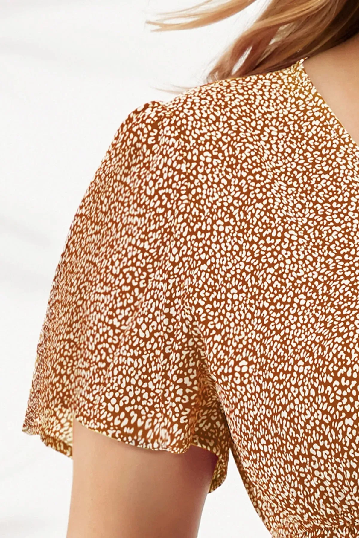 Leopard Print Elastic Waist Wrap V-Neck Dress