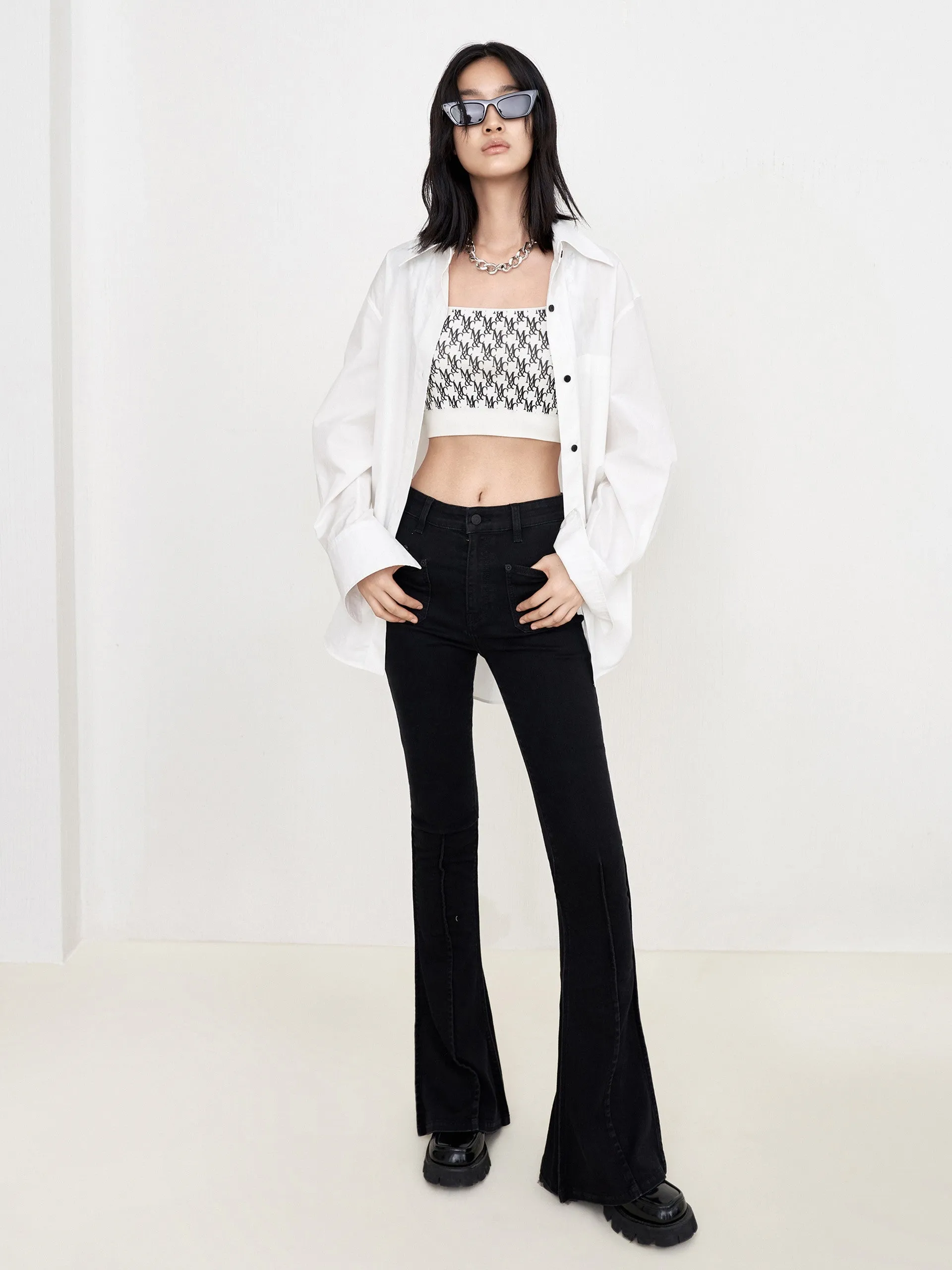 Logo Print Fitted Crop Knit Tank Top