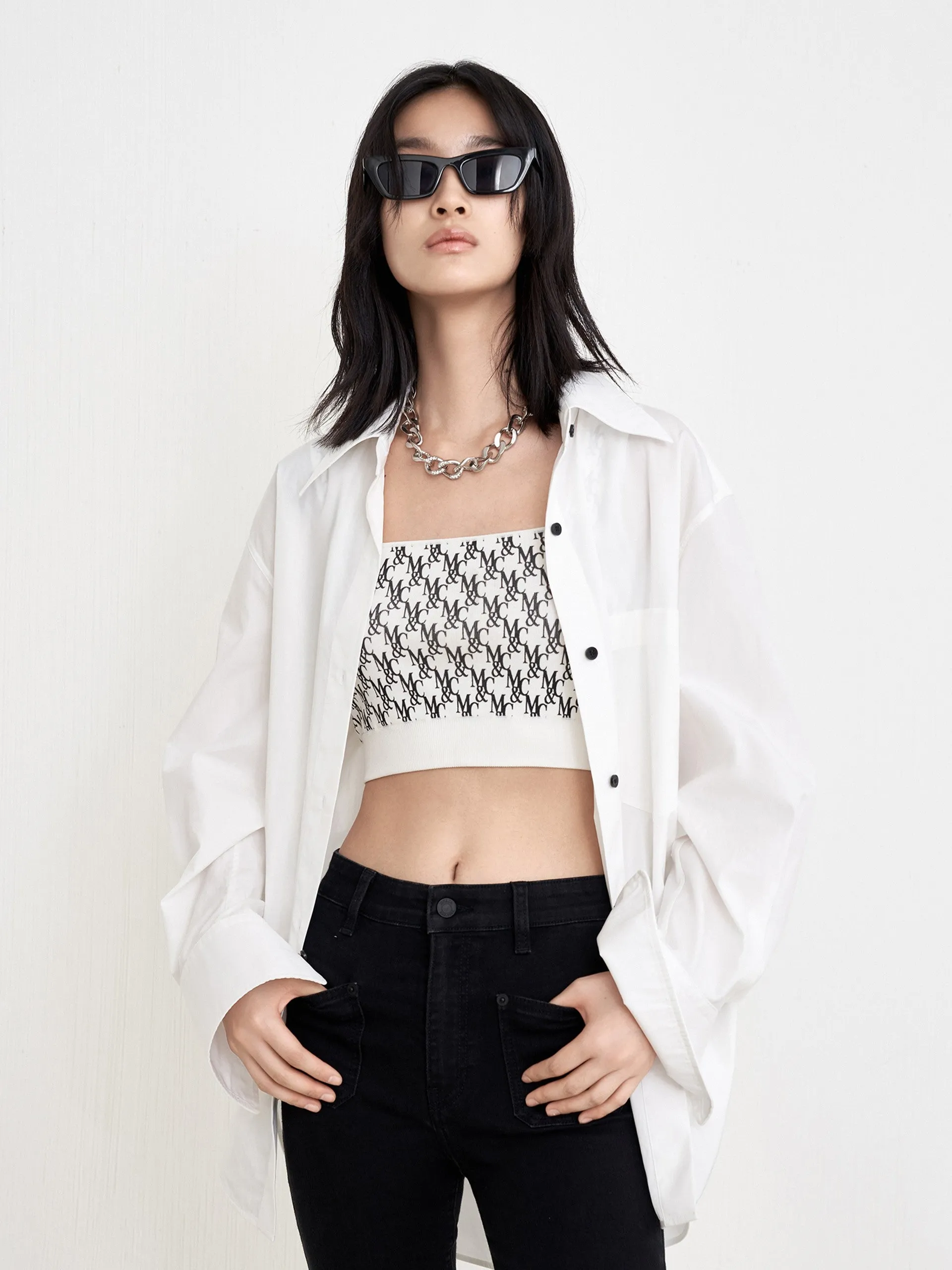 Logo Print Fitted Crop Knit Tank Top