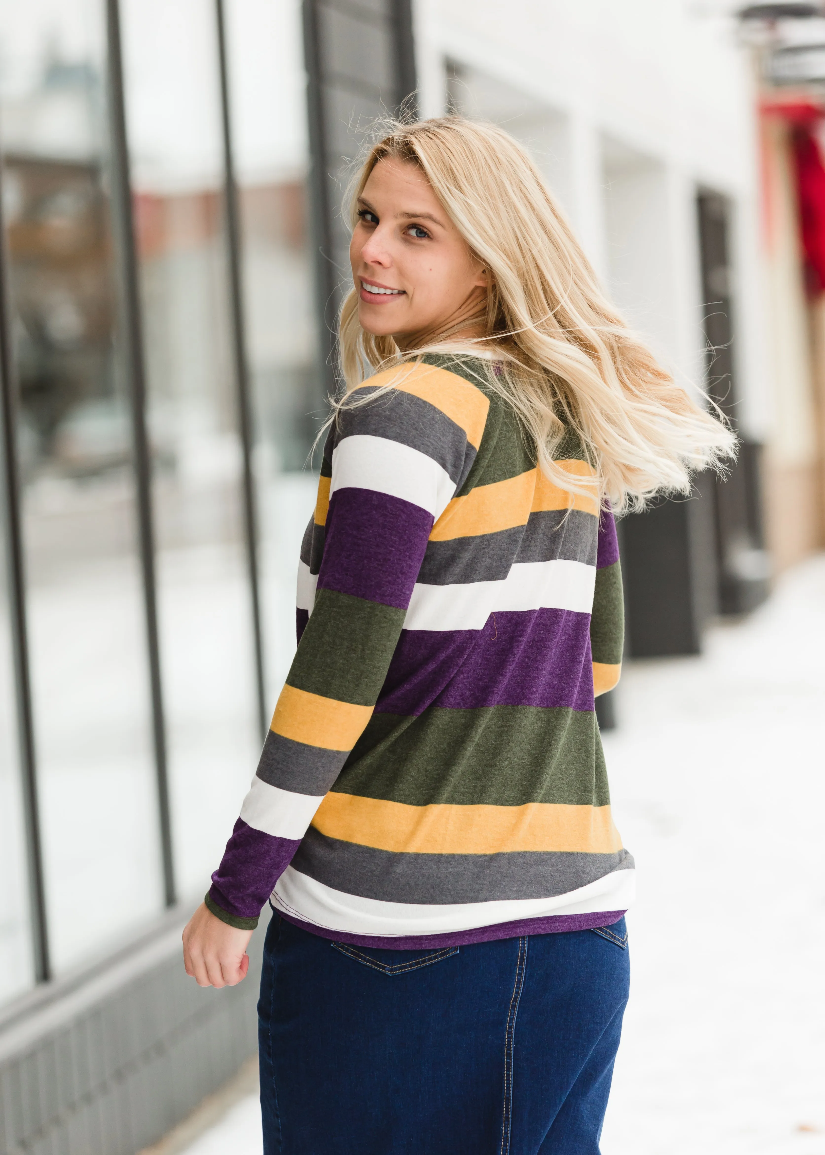 Long Sleeve Striped Knot Top - FINAL SALE
