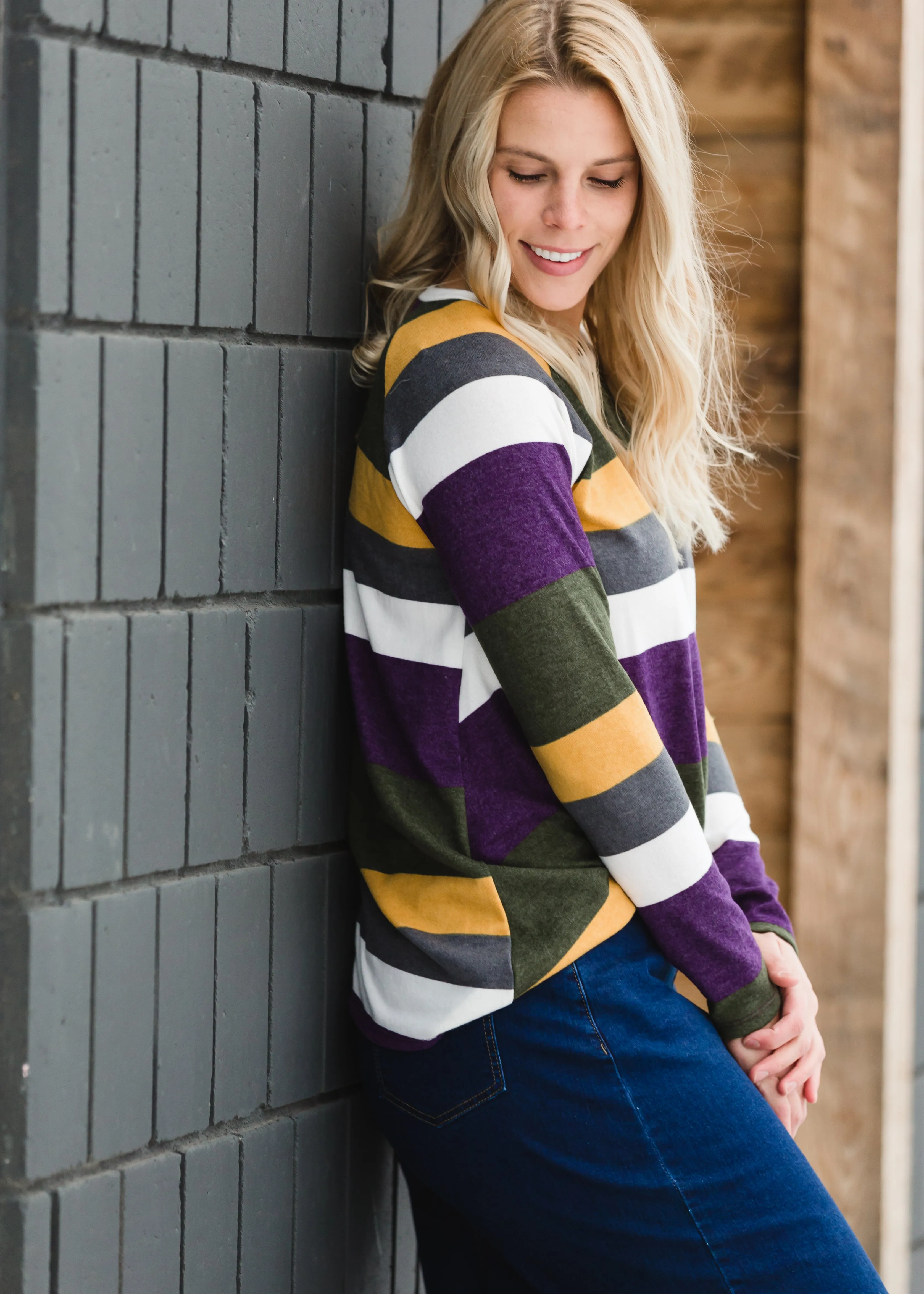 Long Sleeve Striped Knot Top - FINAL SALE