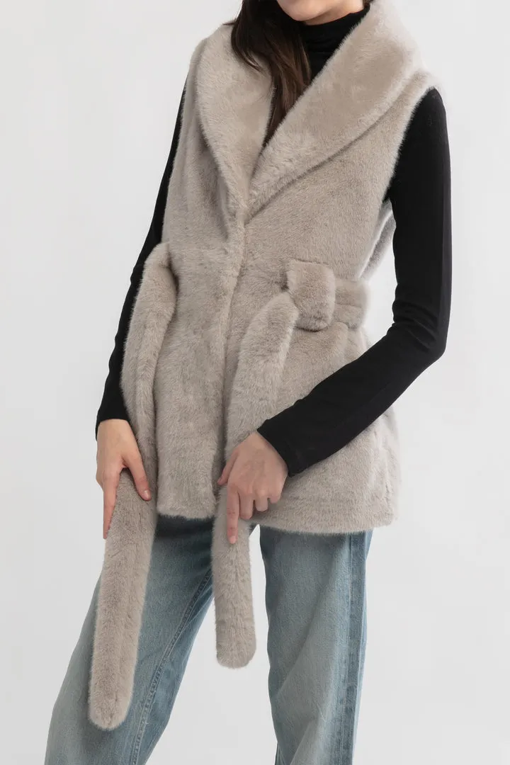 Look By M Belted Longline Fur Vest MW3276