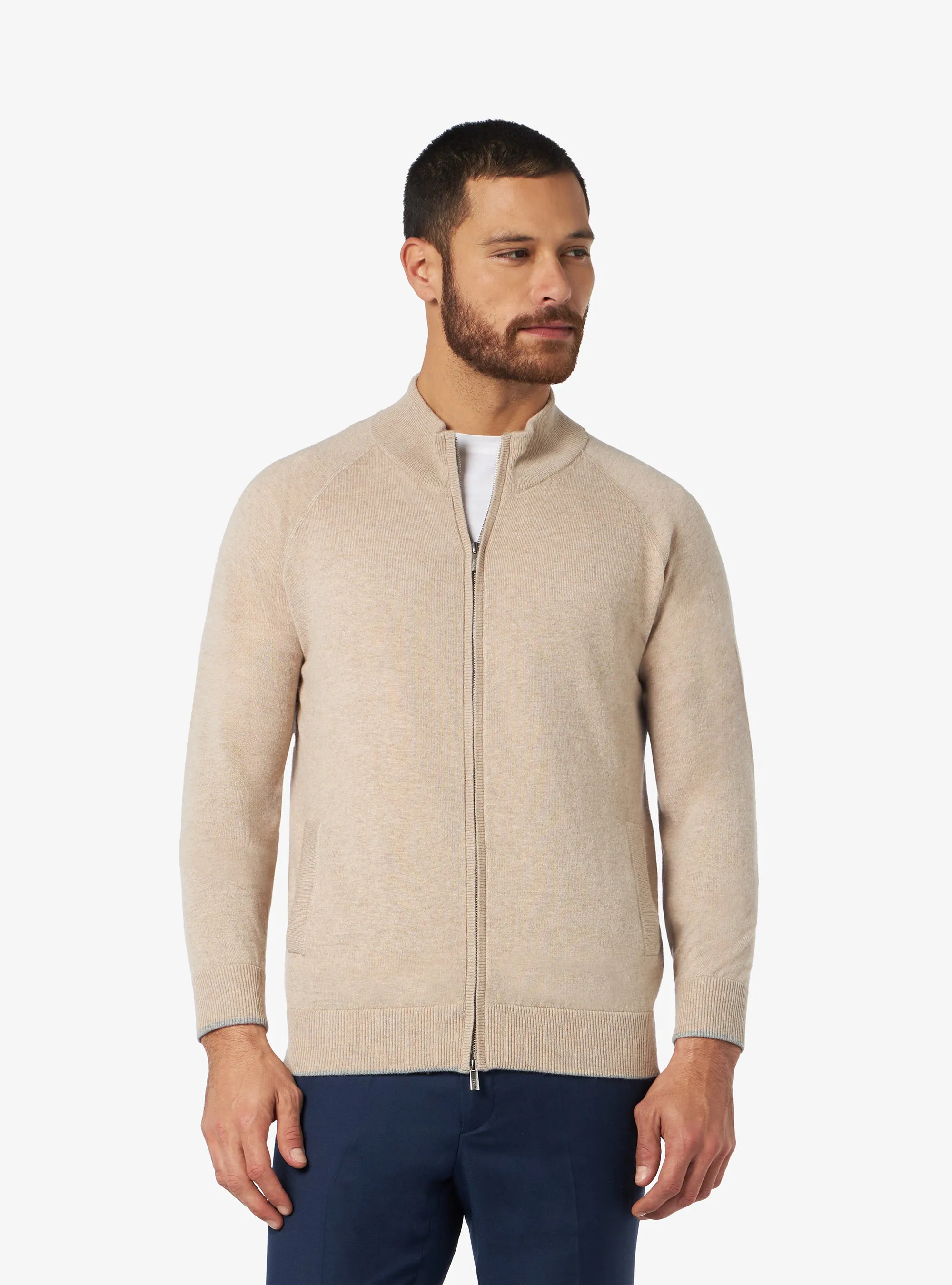 Maglia in lana cashmere con chiusura in zip intera - Colton