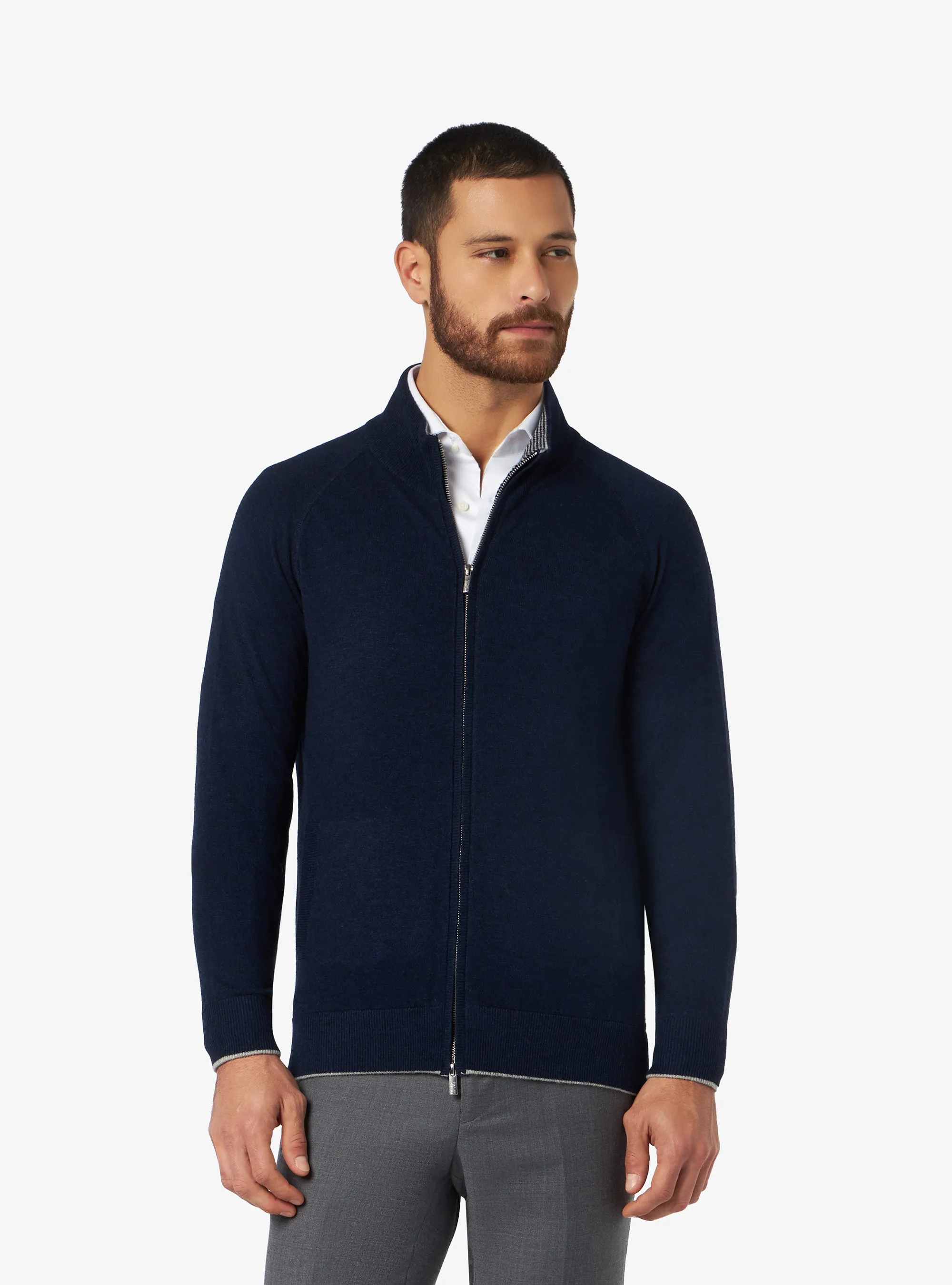 Maglia in lana cashmere con chiusura in zip intera - Colton