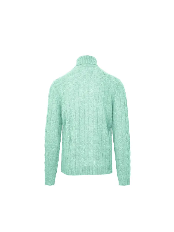 Malo Green Wool Cashmere Turtleneck Sweater