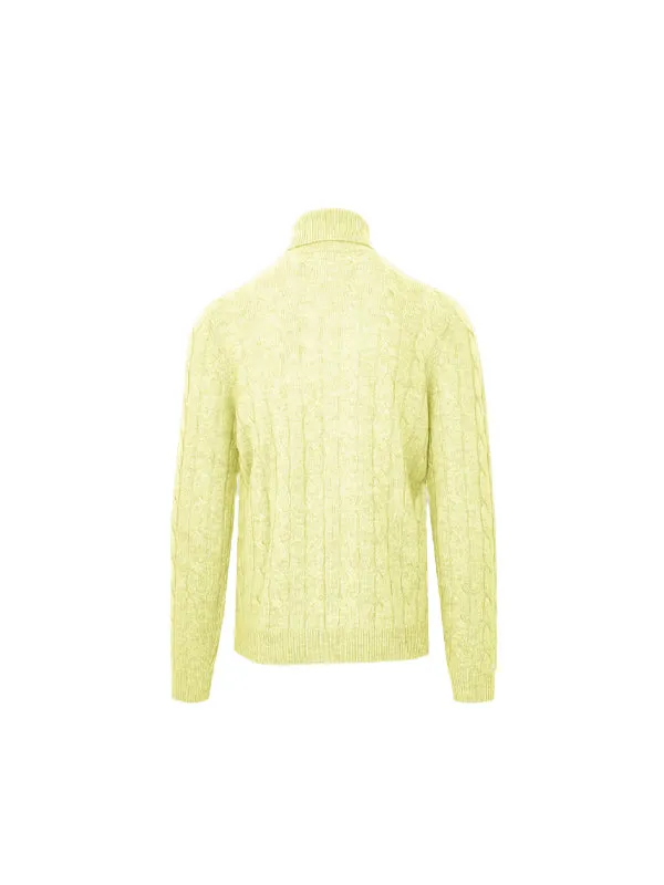Malo Yellow Wool Cashmere Turtleneck Sweater