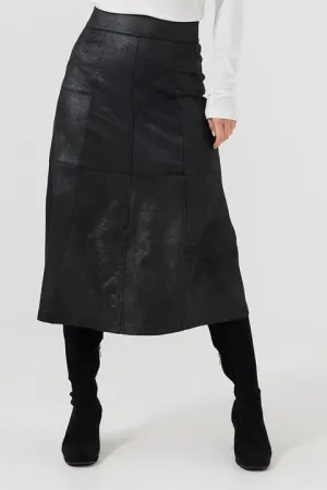 Matrix Midi Skirt in Black Wash