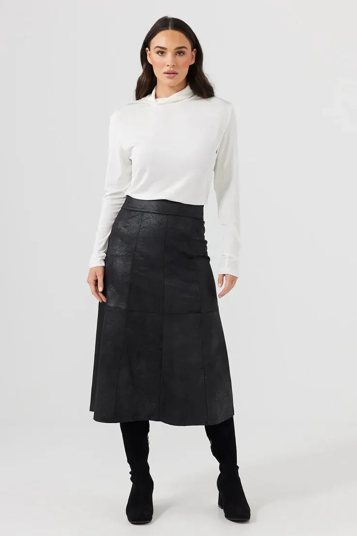 Matrix Midi Skirt in Black Wash
