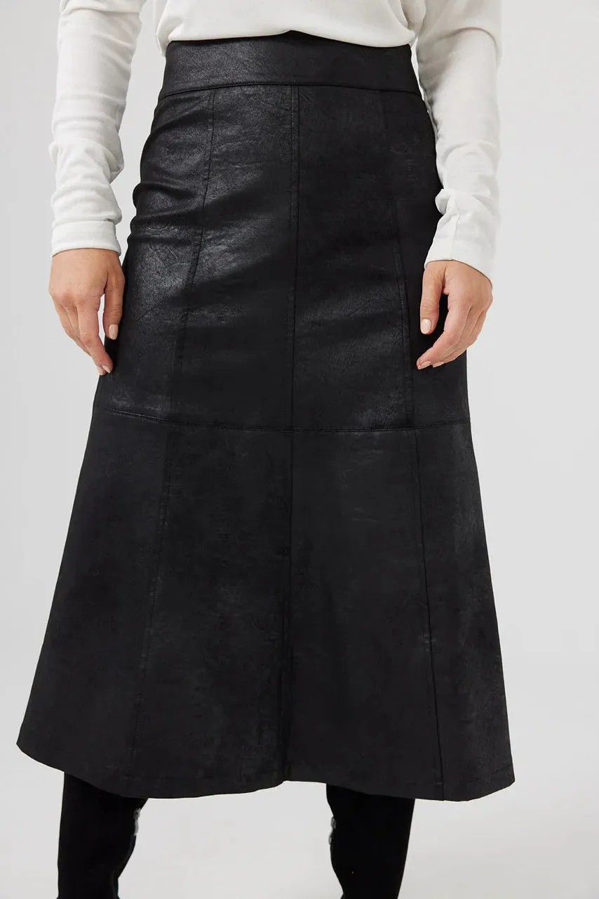 Matrix Midi Skirt in Black Wash