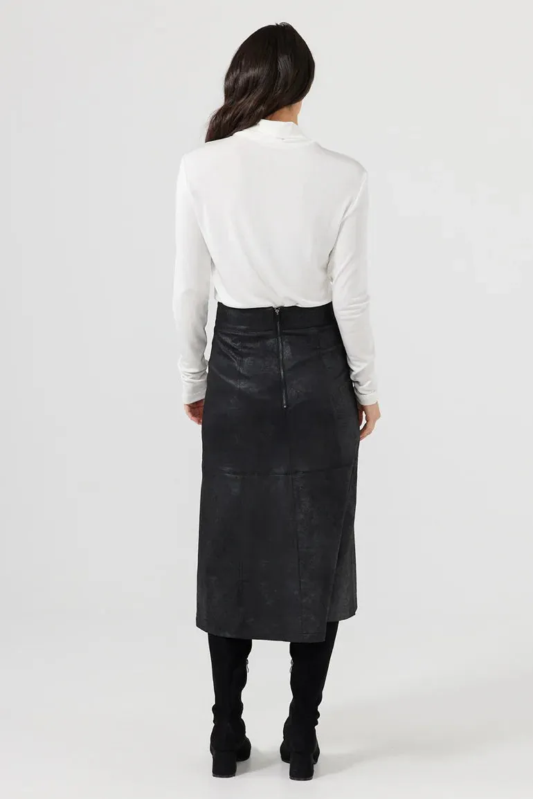 Matrix Midi Skirt in Black Wash