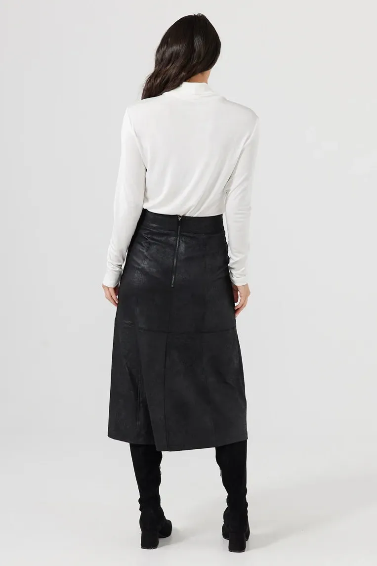 Matrix Midi Skirt in Black Wash