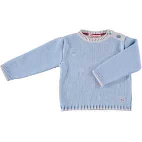 Merino Baby Jumper with Sheep Motif - Beau Blue