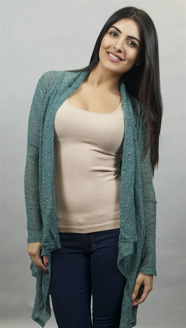 Michael Lauren Issac Long Sleeved Cardigan in Topaz Green