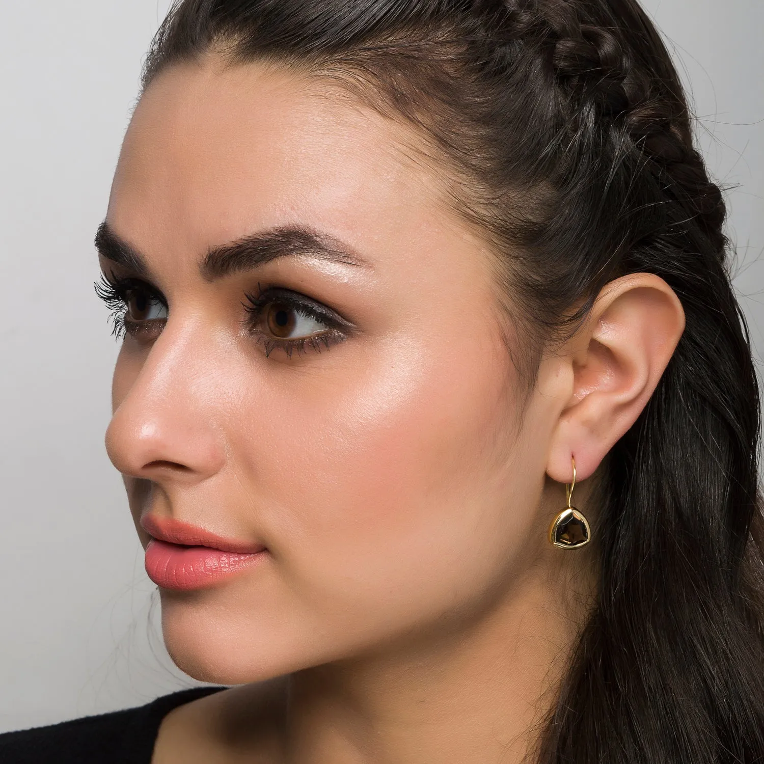Mila Smokey Quartz Earrings, Gold Vermeil