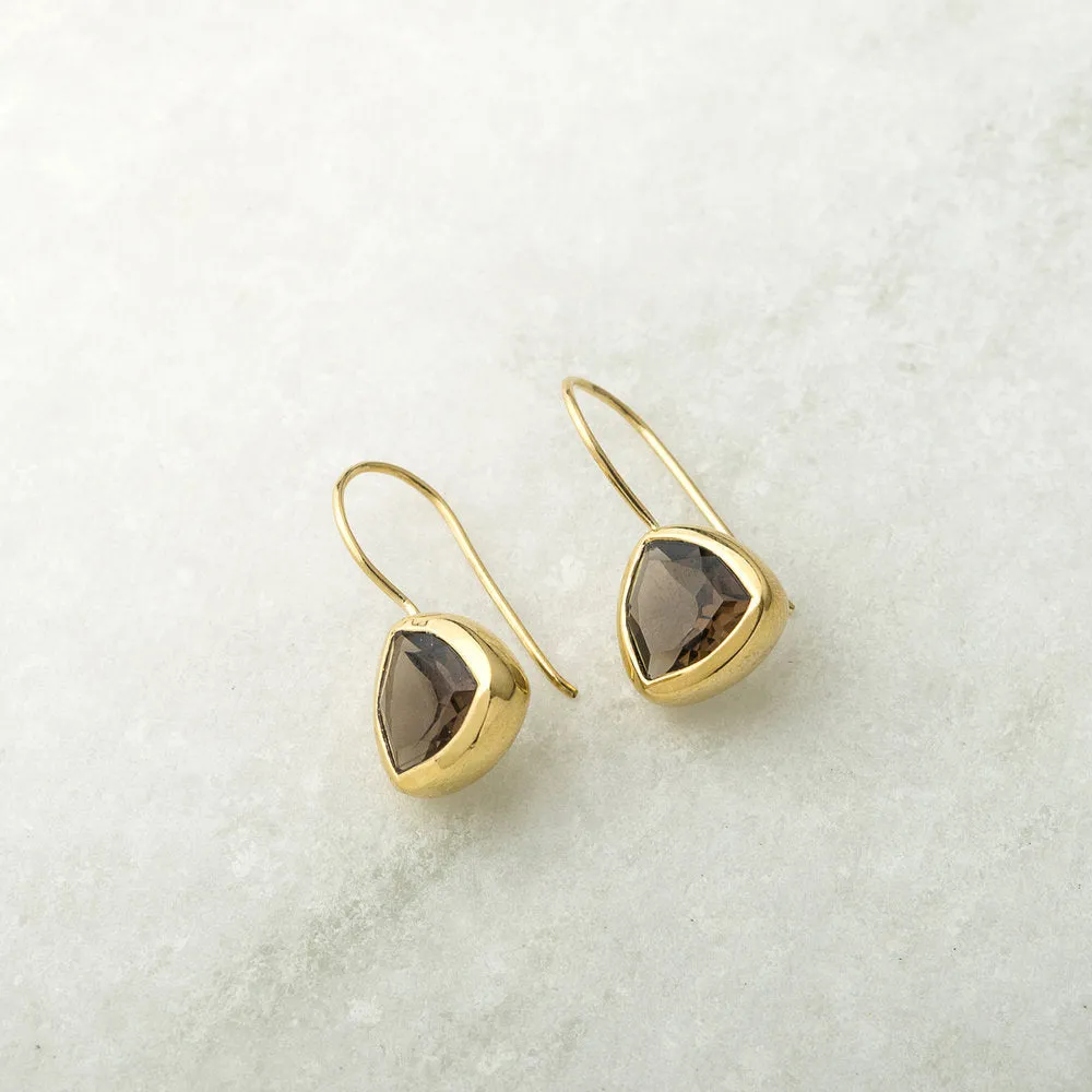 Mila Smokey Quartz Earrings, Gold Vermeil
