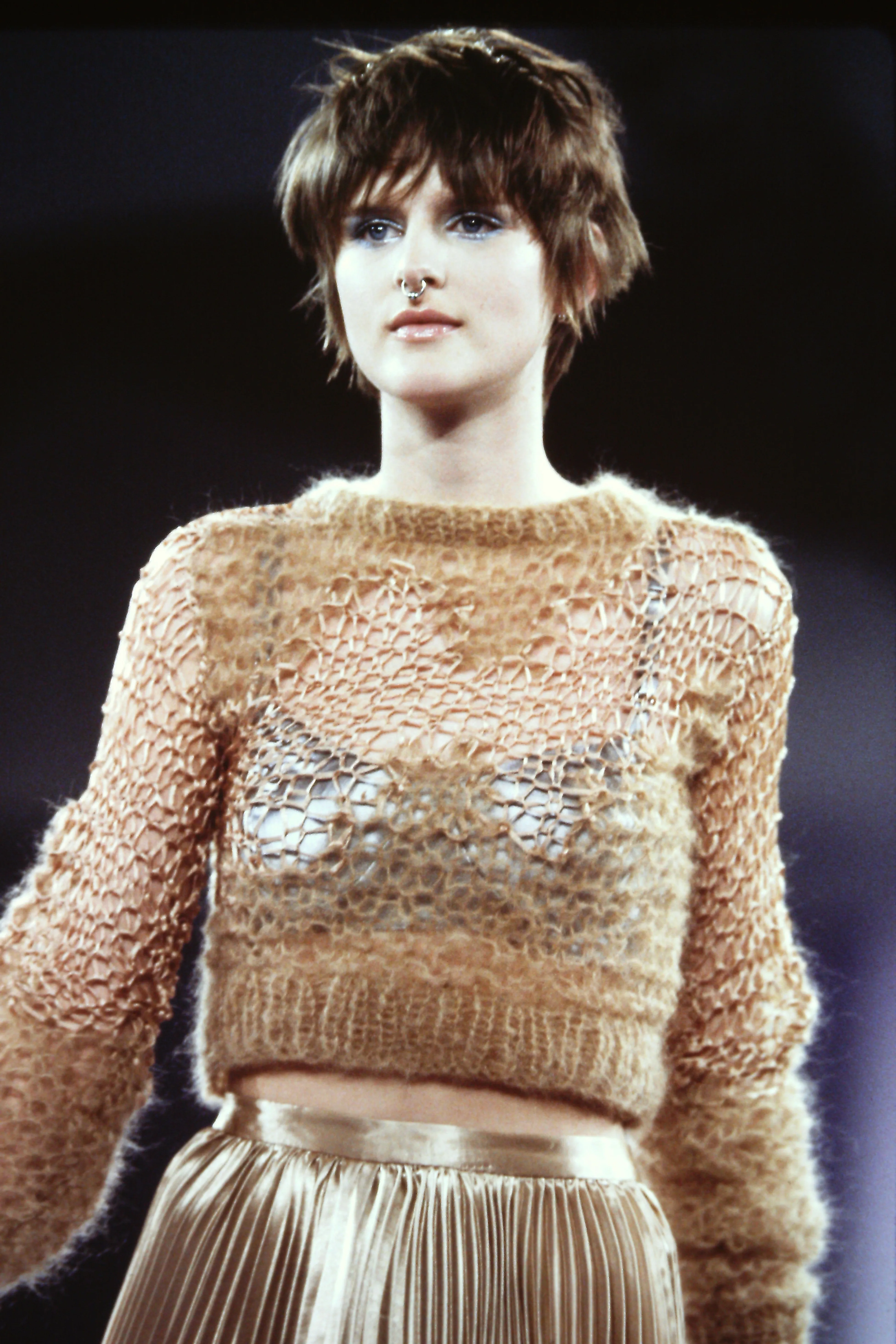 Mohair Tape Yarn Knit Cardigan