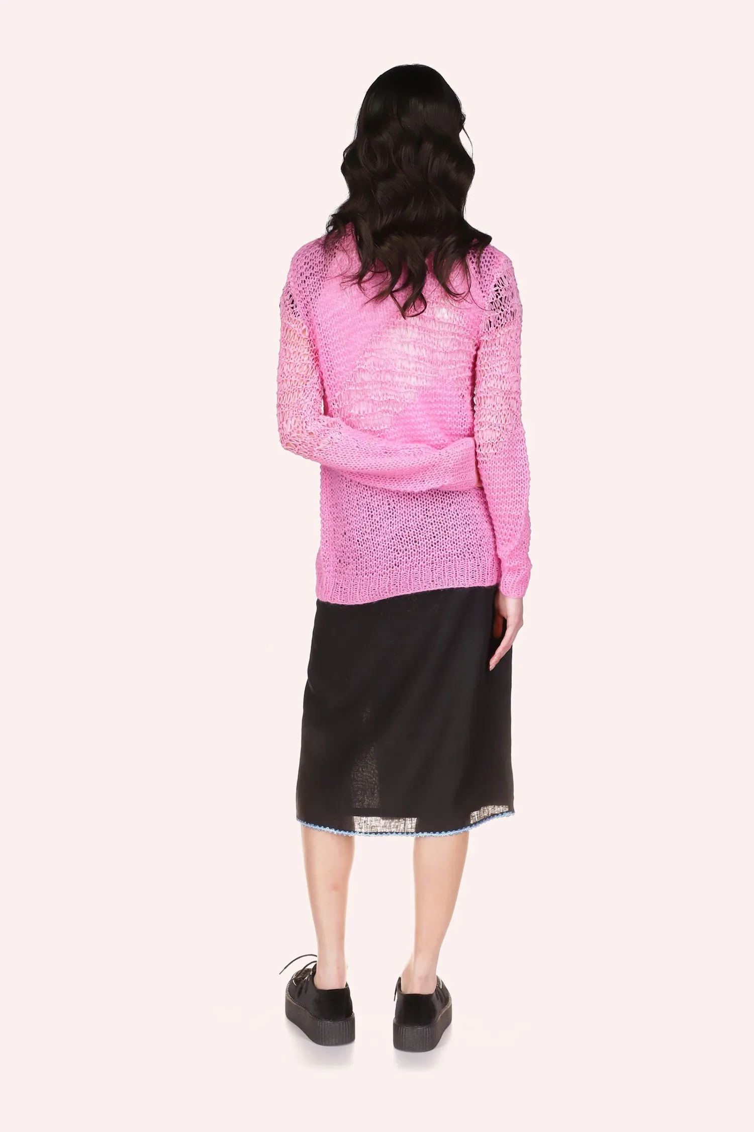 Mohair Tape Yarn Knit Cardigan
