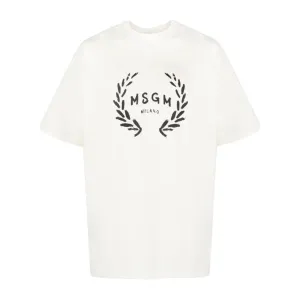 MSGM Logo Print Ivory T-Shirt