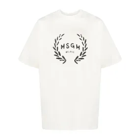 MSGM Logo Print Ivory T-Shirt
