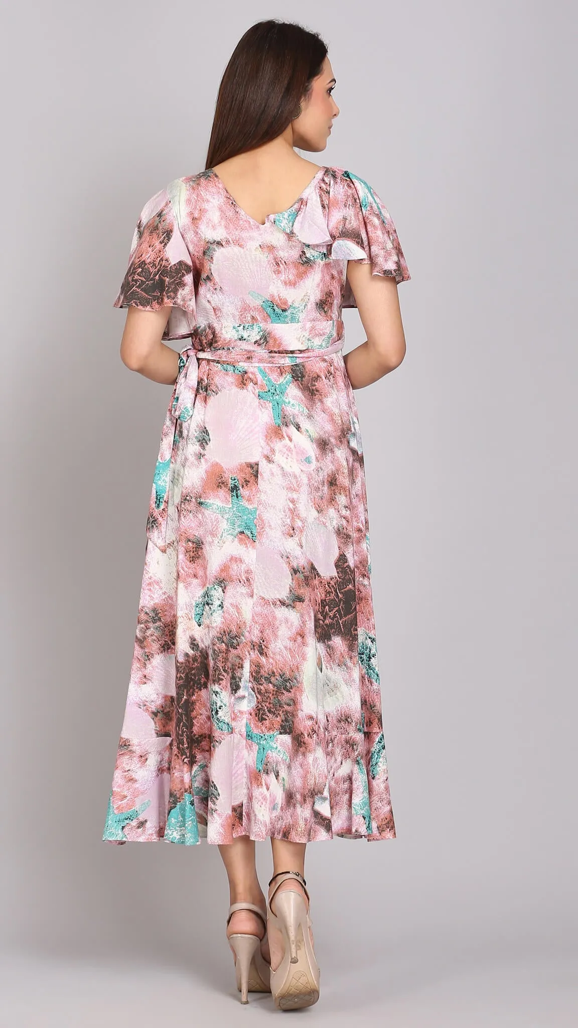 Multi Printed Wrap Maxi Dress