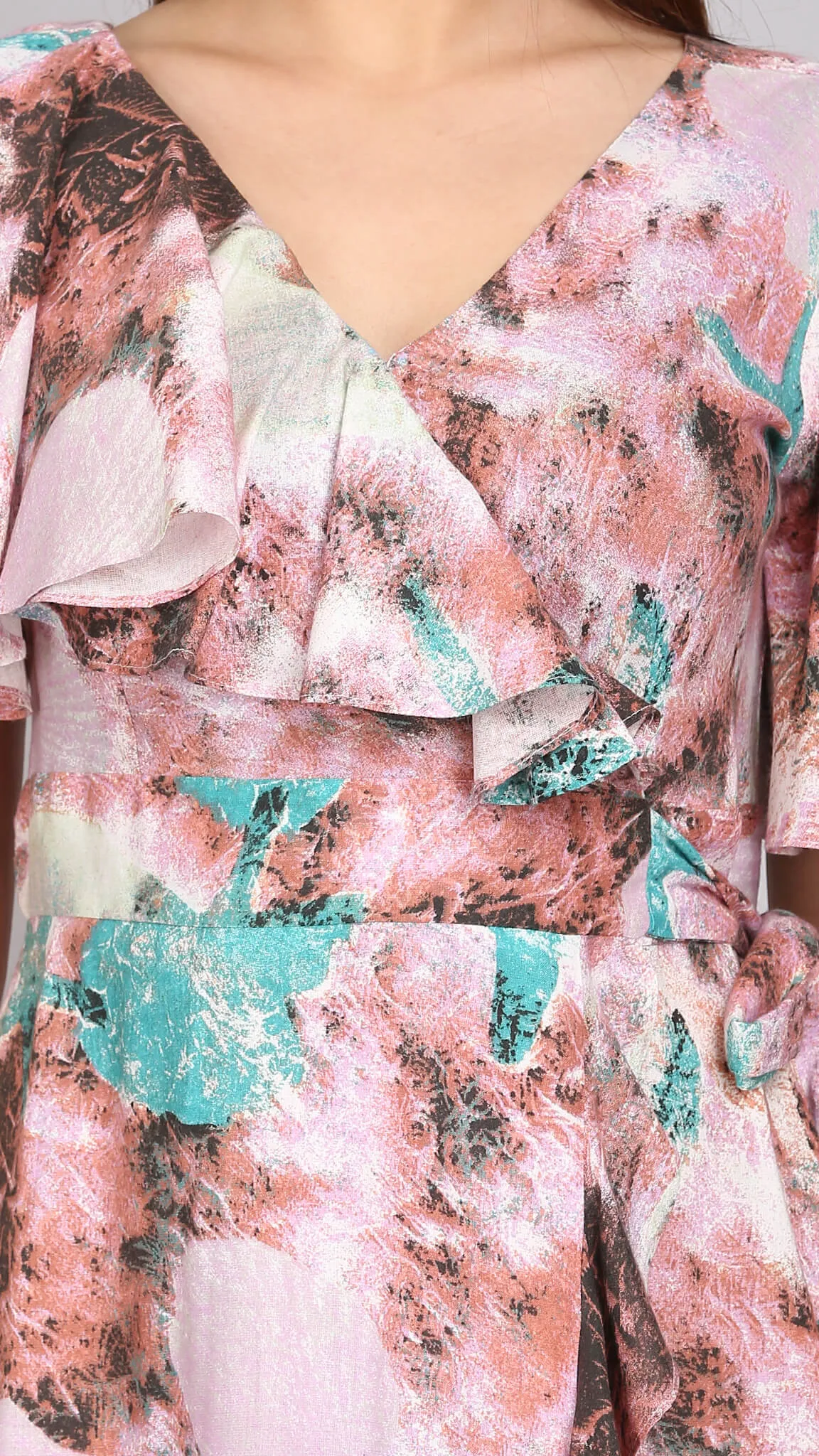 Multi Printed Wrap Maxi Dress