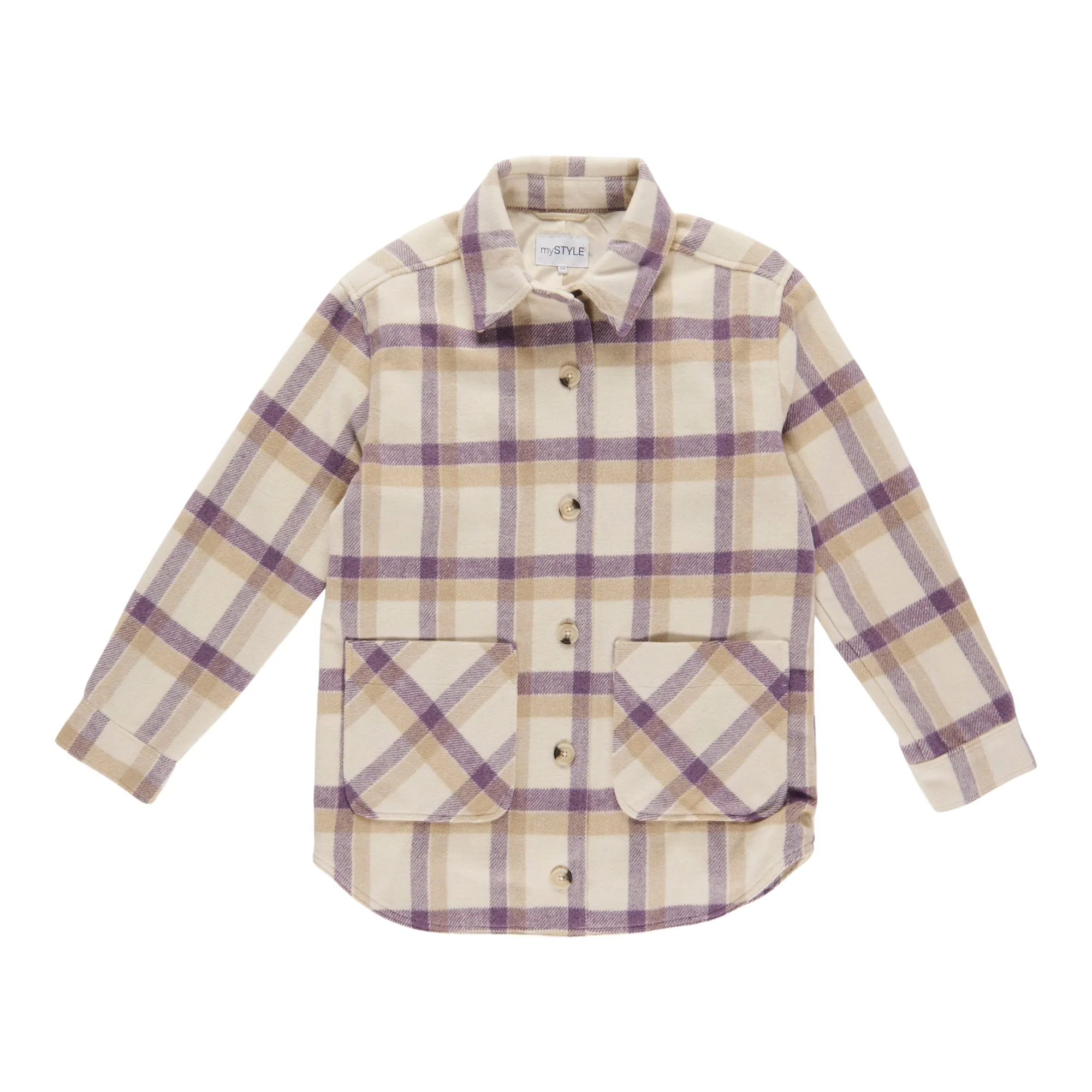 mySTYLE Women's Casual Long Sleeve Lined Plaid Shacket