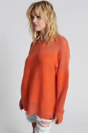 ONE TEASPOON Womens Shattered Crew Neck Sweater Orange