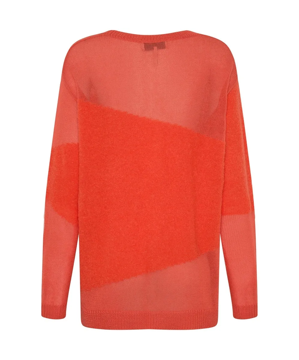 ONE TEASPOON Womens Shattered Crew Neck Sweater Orange