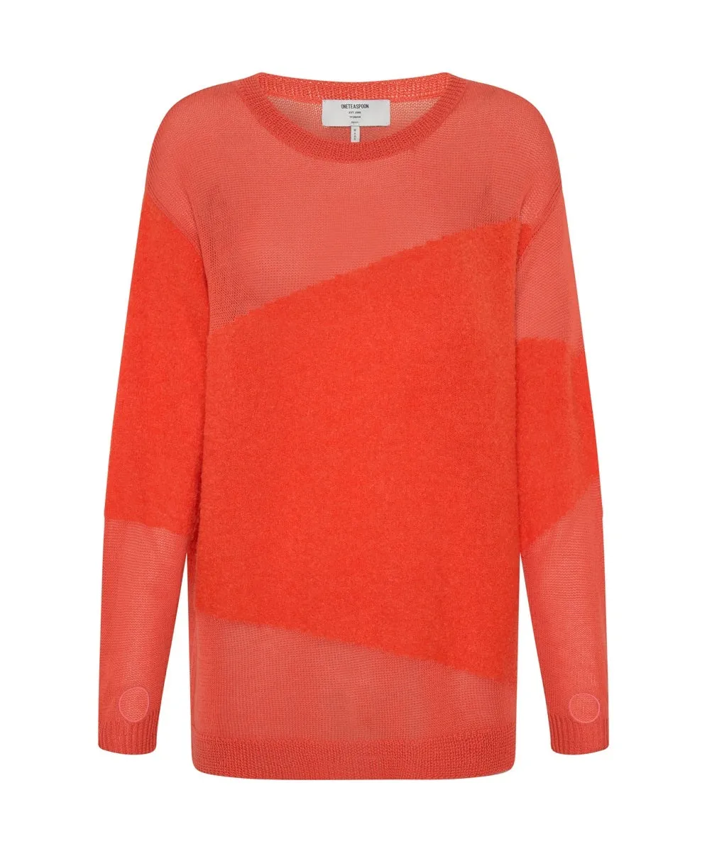 ONE TEASPOON Womens Shattered Crew Neck Sweater Orange