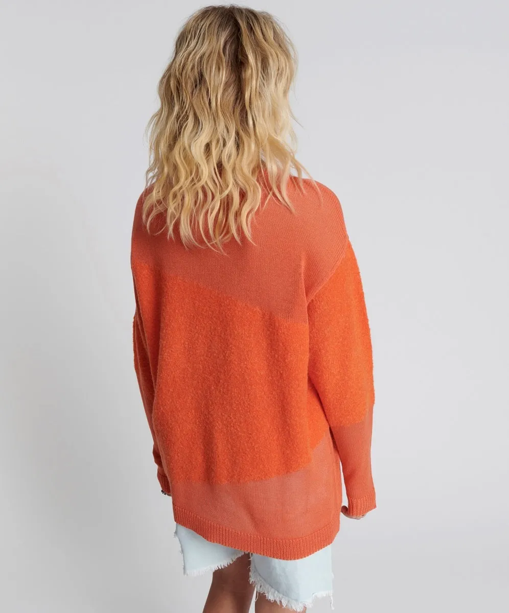ONE TEASPOON Womens Shattered Crew Neck Sweater Orange