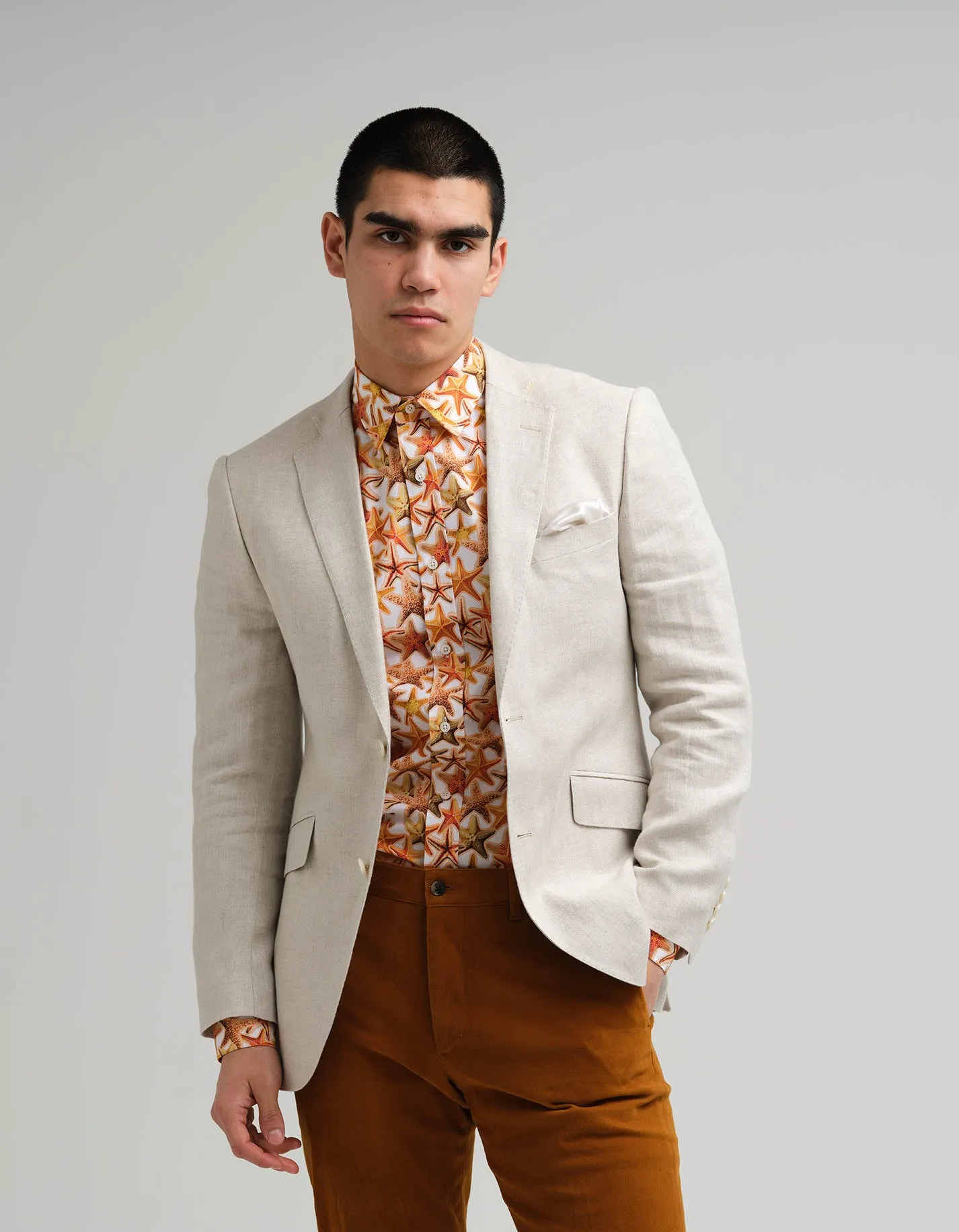 Orange Starfish Printed Shirt