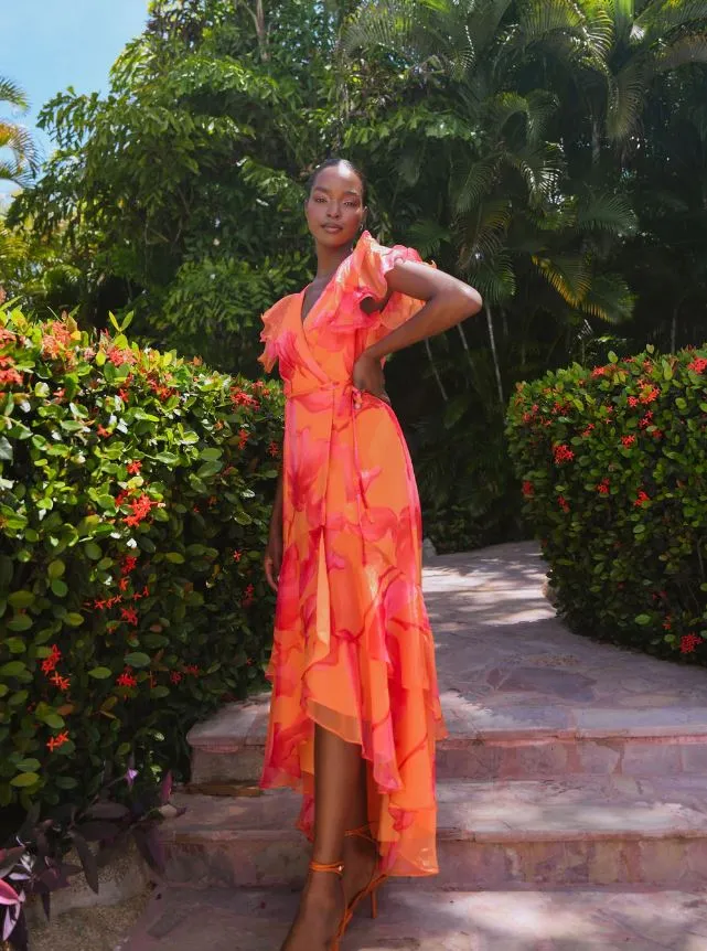 Orange Wrap Dress