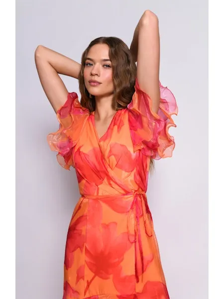 Orange Wrap Dress