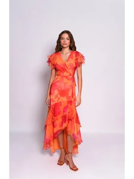 Orange Wrap Dress