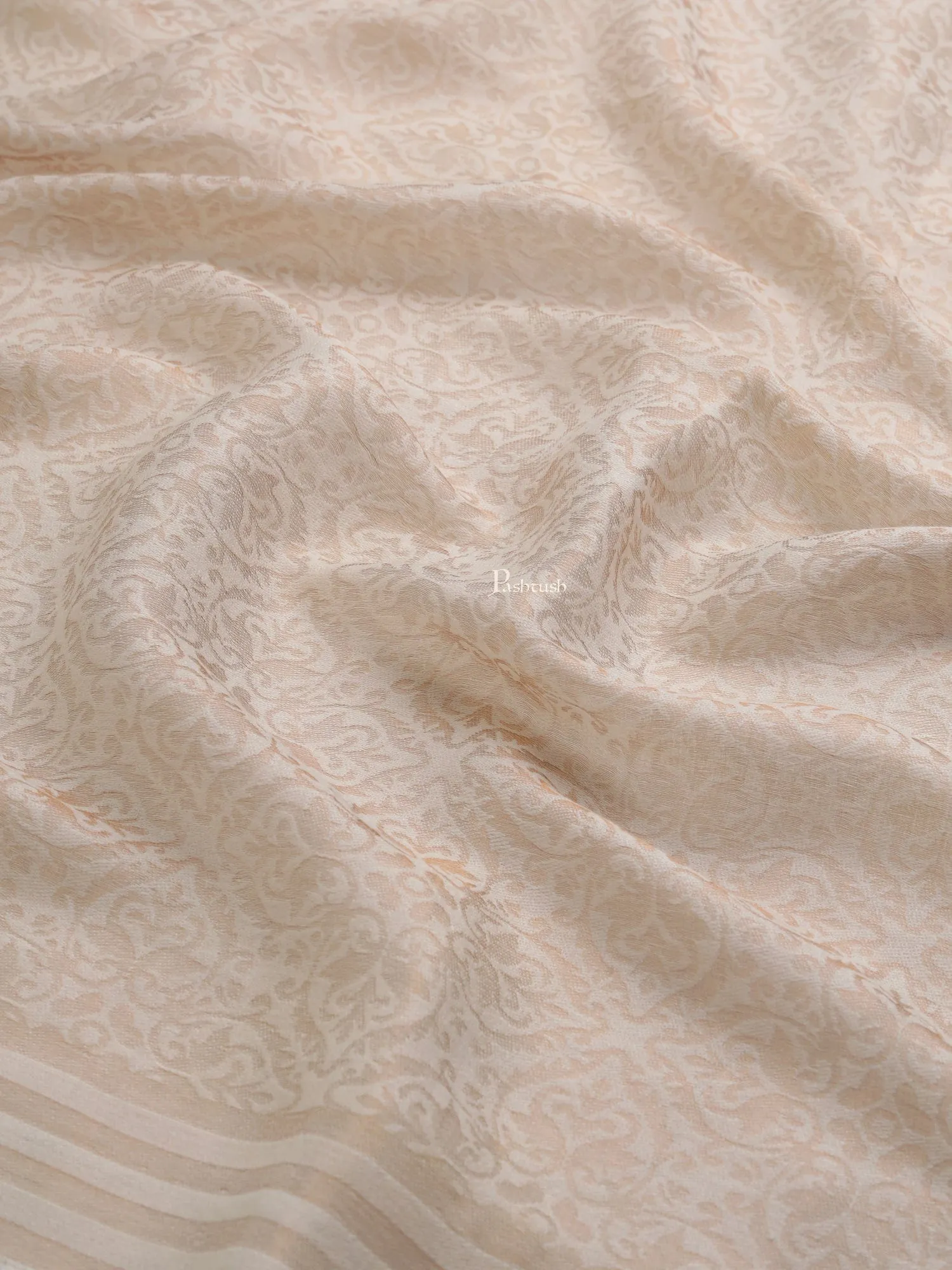 Pashtush Womens, Wool Extra Fine Count , Geometric Twilight Collection, Soft Metallic Thread  Woven, Ivory
