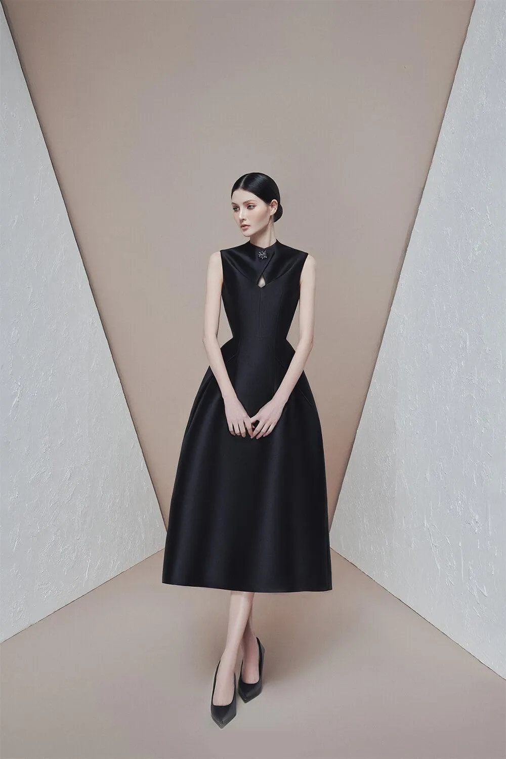Perlita A-line Sleeveless Bamboo Midi Dress