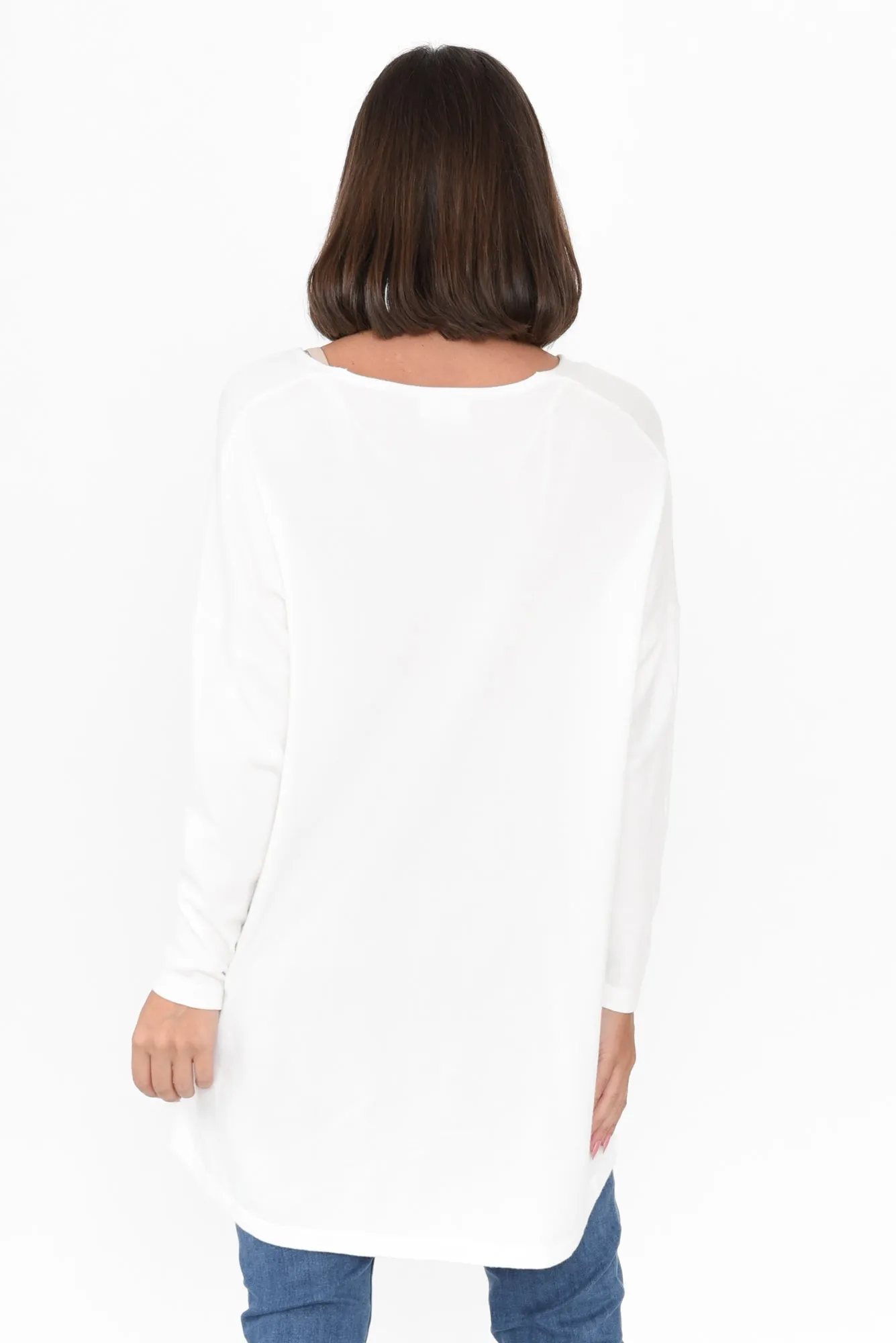 Piper White V Neck Knit Jumper