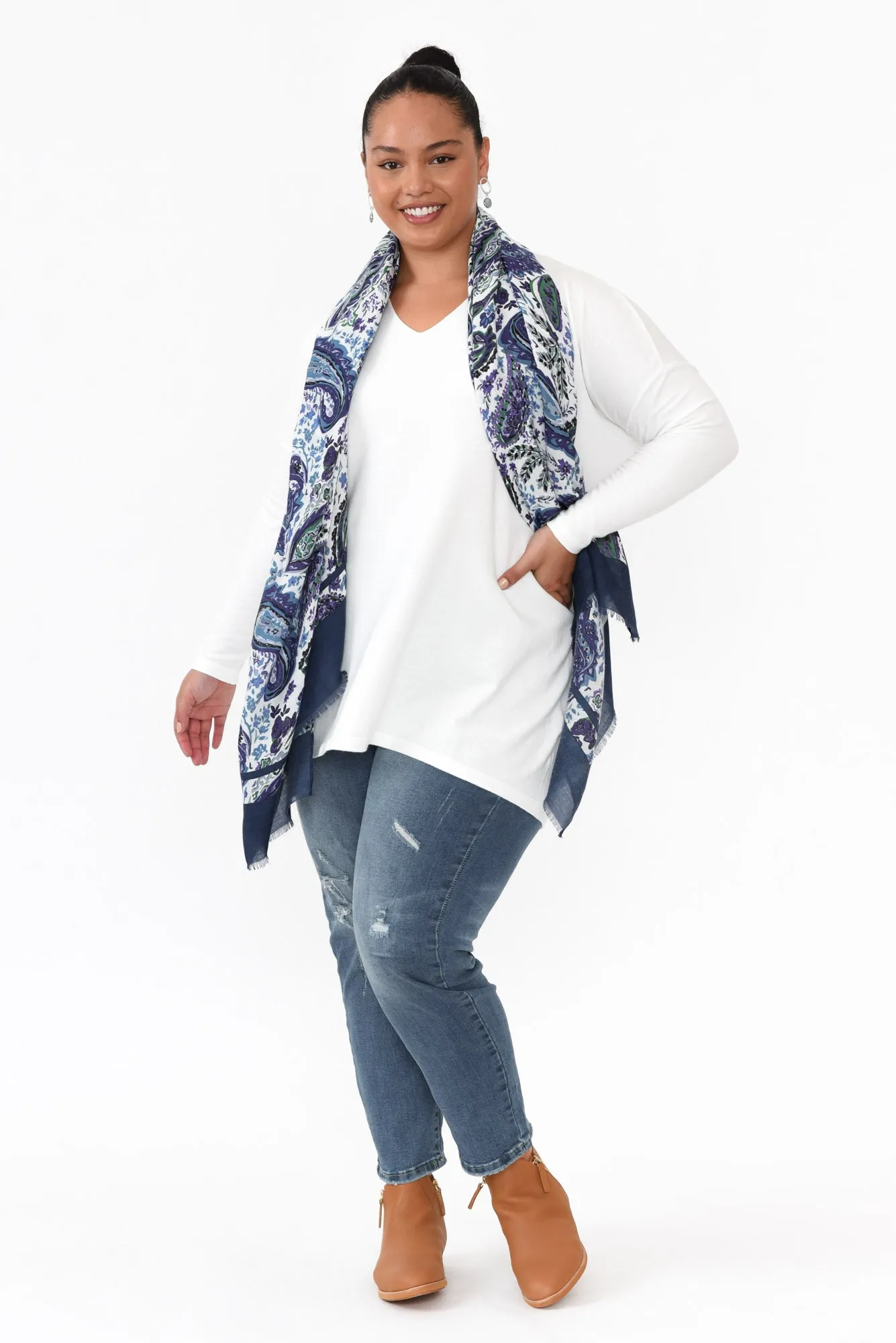 Piper White V Neck Knit Jumper