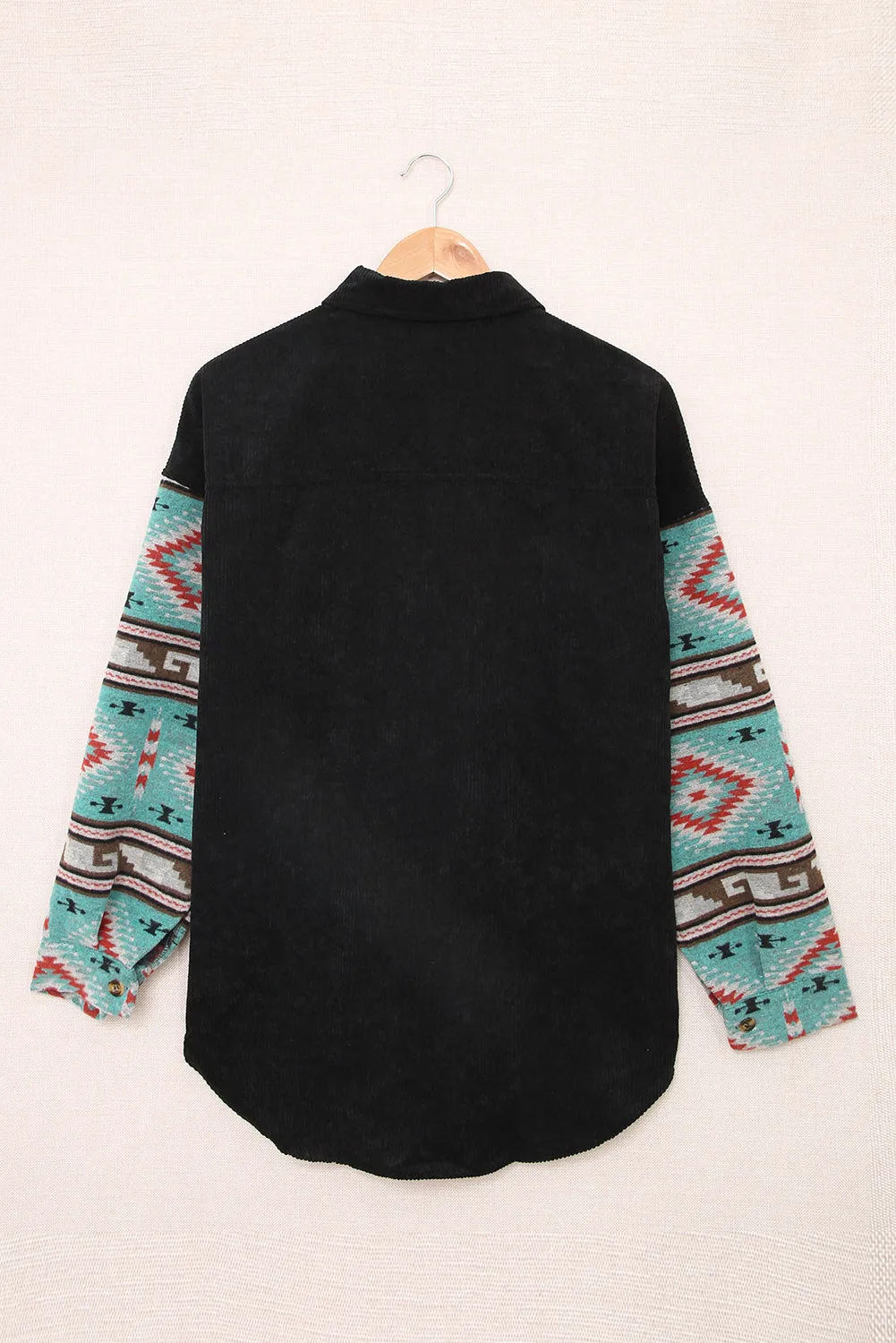 Pocketed Geometric Collared Neck Shacket