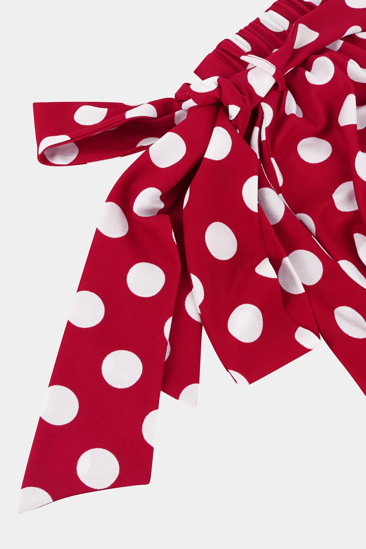 Polka Dot Pockets A-lined Lace-up Midi Skirt