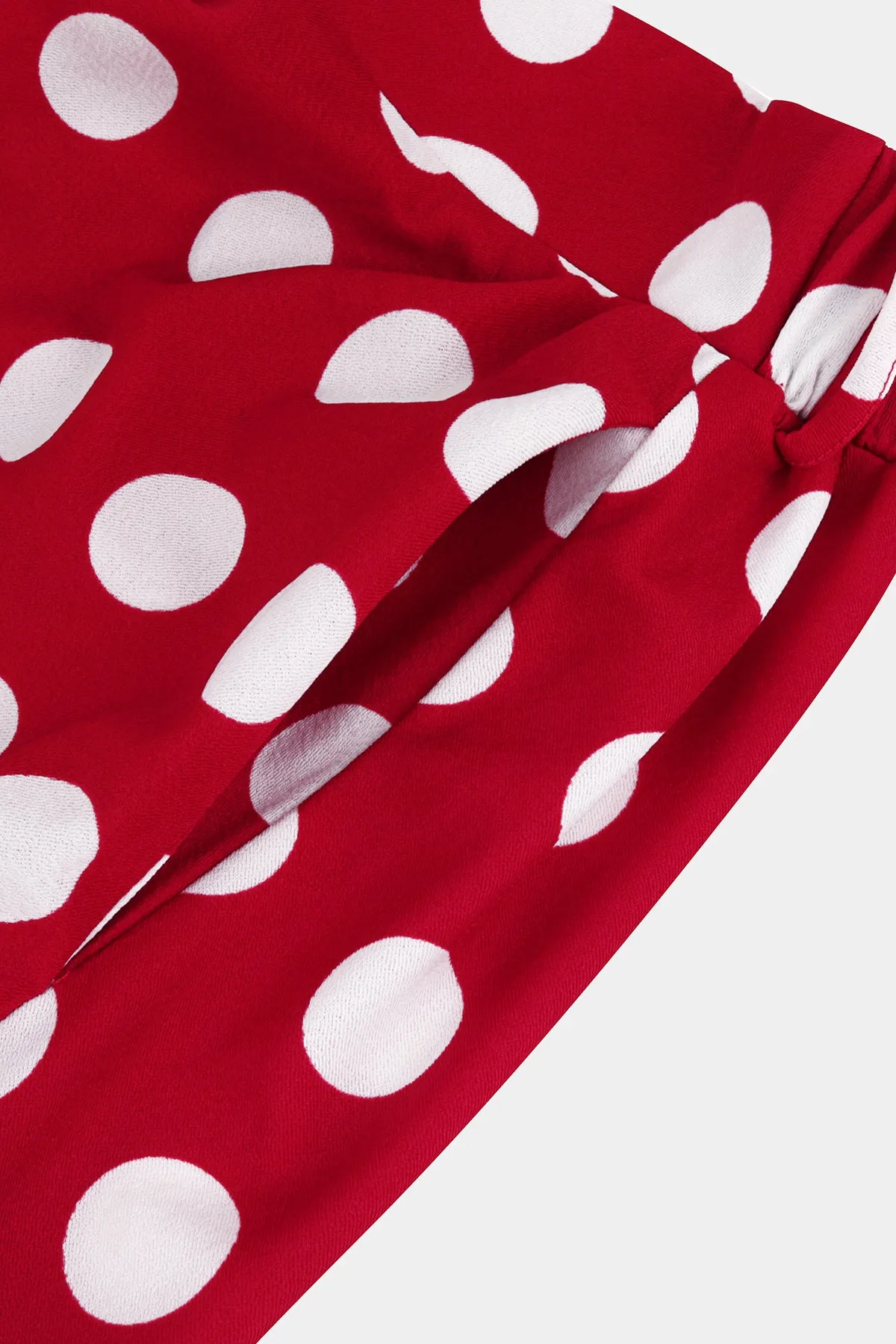 Polka Dot Pockets A-lined Lace-up Midi Skirt