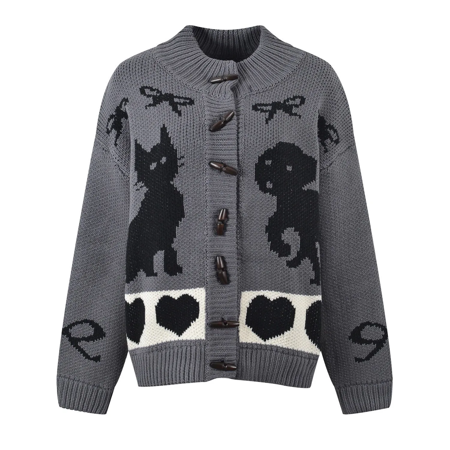 Pre Order:  Love Bow Jacquard Knitted Cardigan